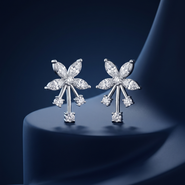 Petal Grace Silver Stud Earrings