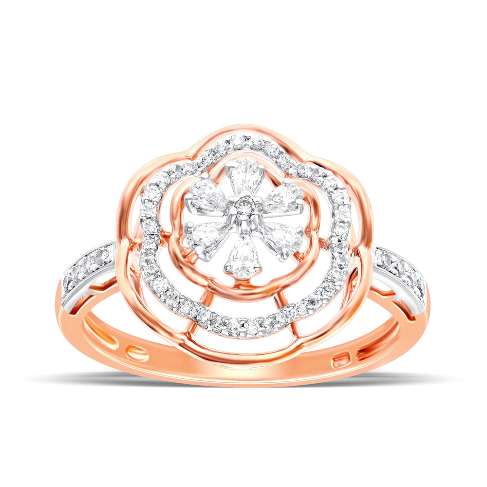 Graceful Swirl Floral Ring