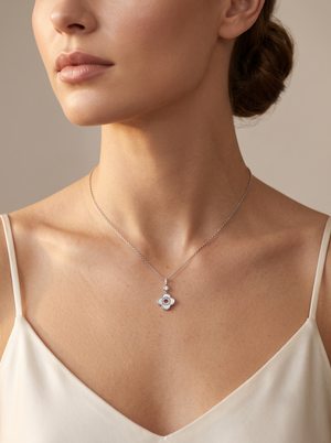 925 Sterling Silver Mother of Pearl Moissanite Chain Pendant