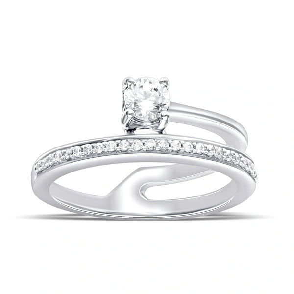 Modern Bypass Diamond Silver Ring