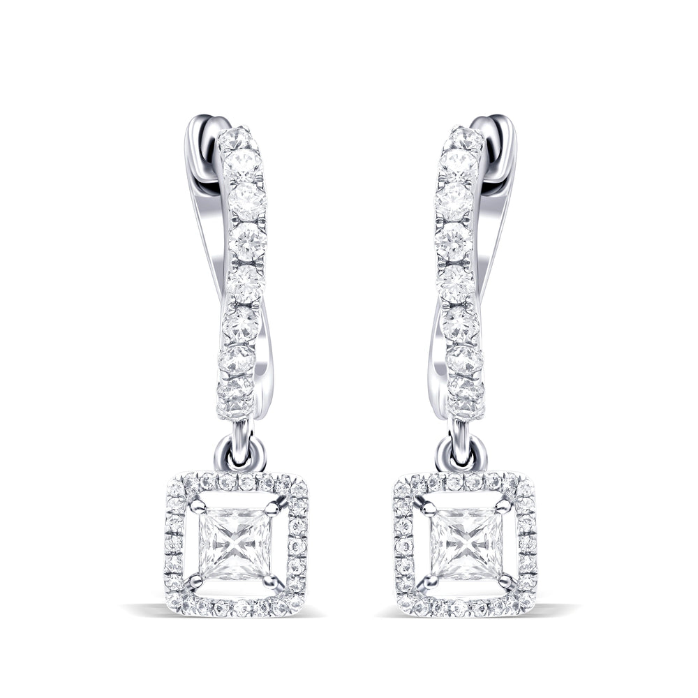 Stunning Square Dangle Hoop Earrings