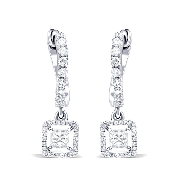 Stunning Square Dangle Hoop Earrings