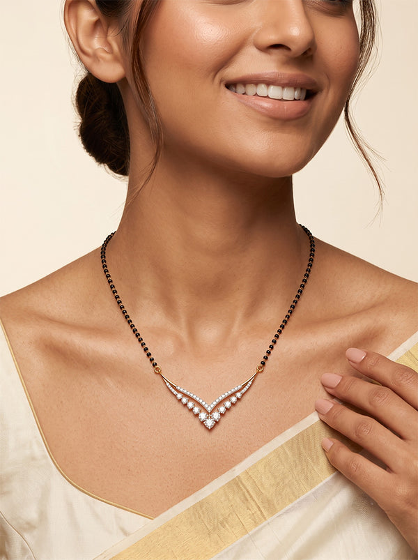 V-Shaped Lab-Grown Diamond Gold Mangalsutra – Modern Daily Wear Design