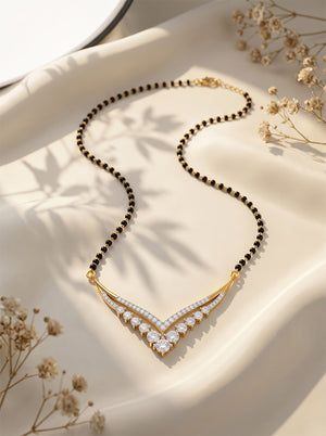 V-Shaped Lab-Grown Diamond Gold Mangalsutra – Modern Daily Wear Design