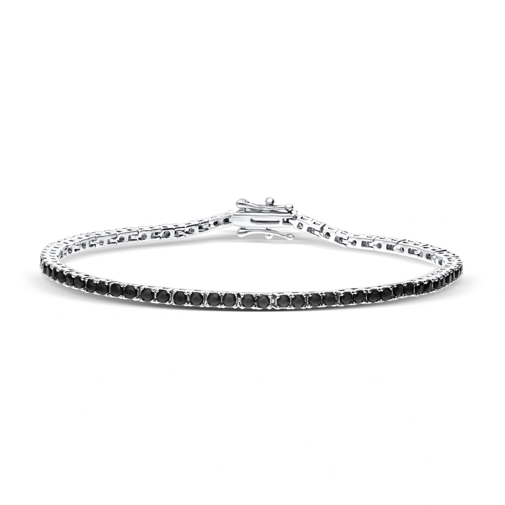 Sleek Black Stone Silver Bracelet