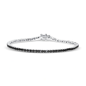 Sleek Black Stone Silver Bracelet