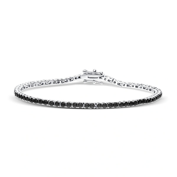 Sleek Black Stone Silver Bracelet