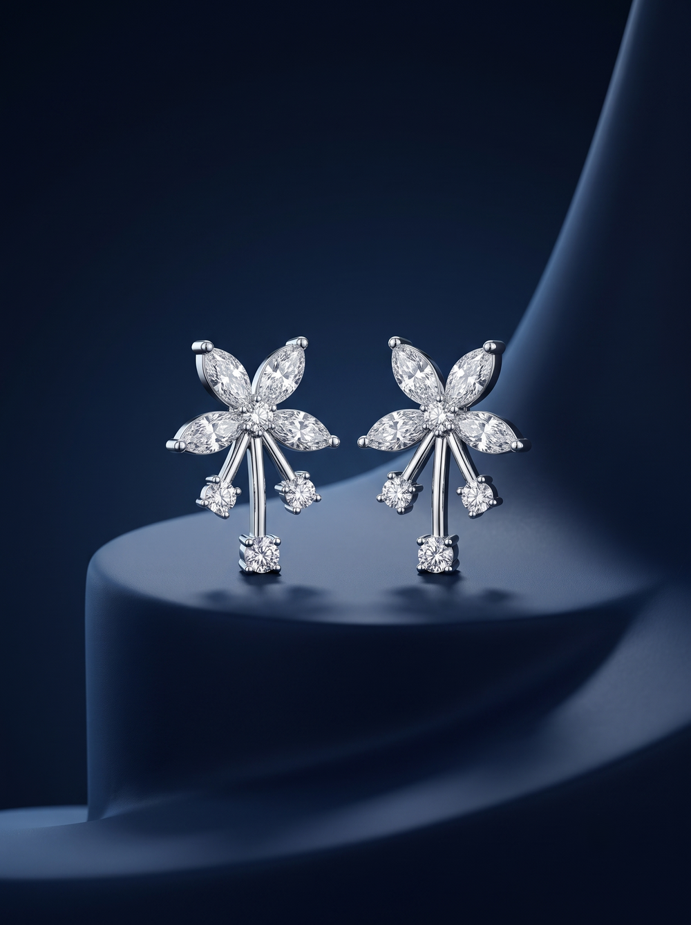 Petal Grace Silver Stud Earrings