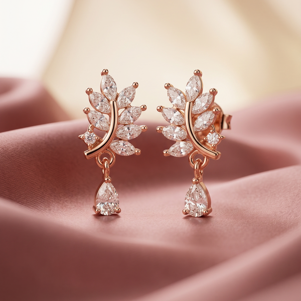 Elegant Vine Drop Silver Earrings