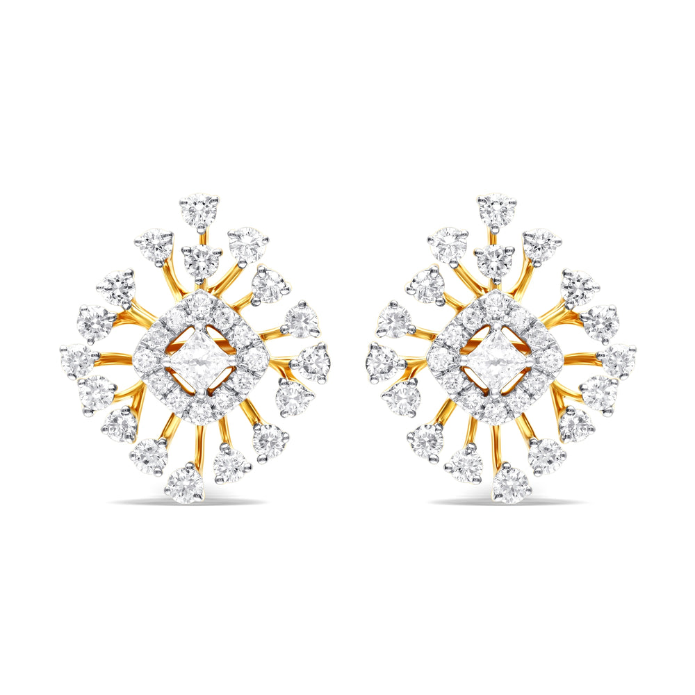 Golden Starburst Diamond Earrings