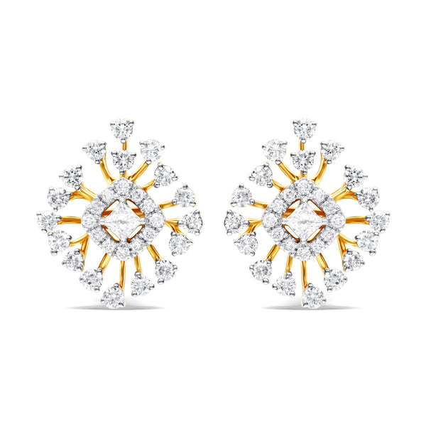 Golden Starburst Diamond Earrings