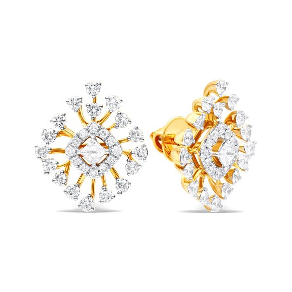 Golden Starburst Diamond Earrings