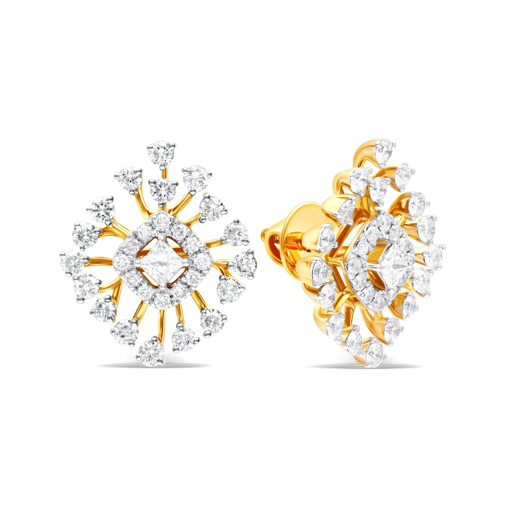 Golden Starburst Diamond Earrings