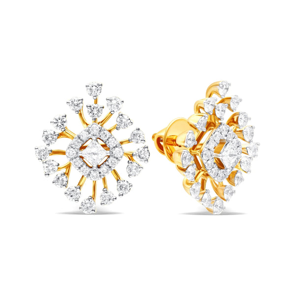 Golden Starburst Diamond Earrings