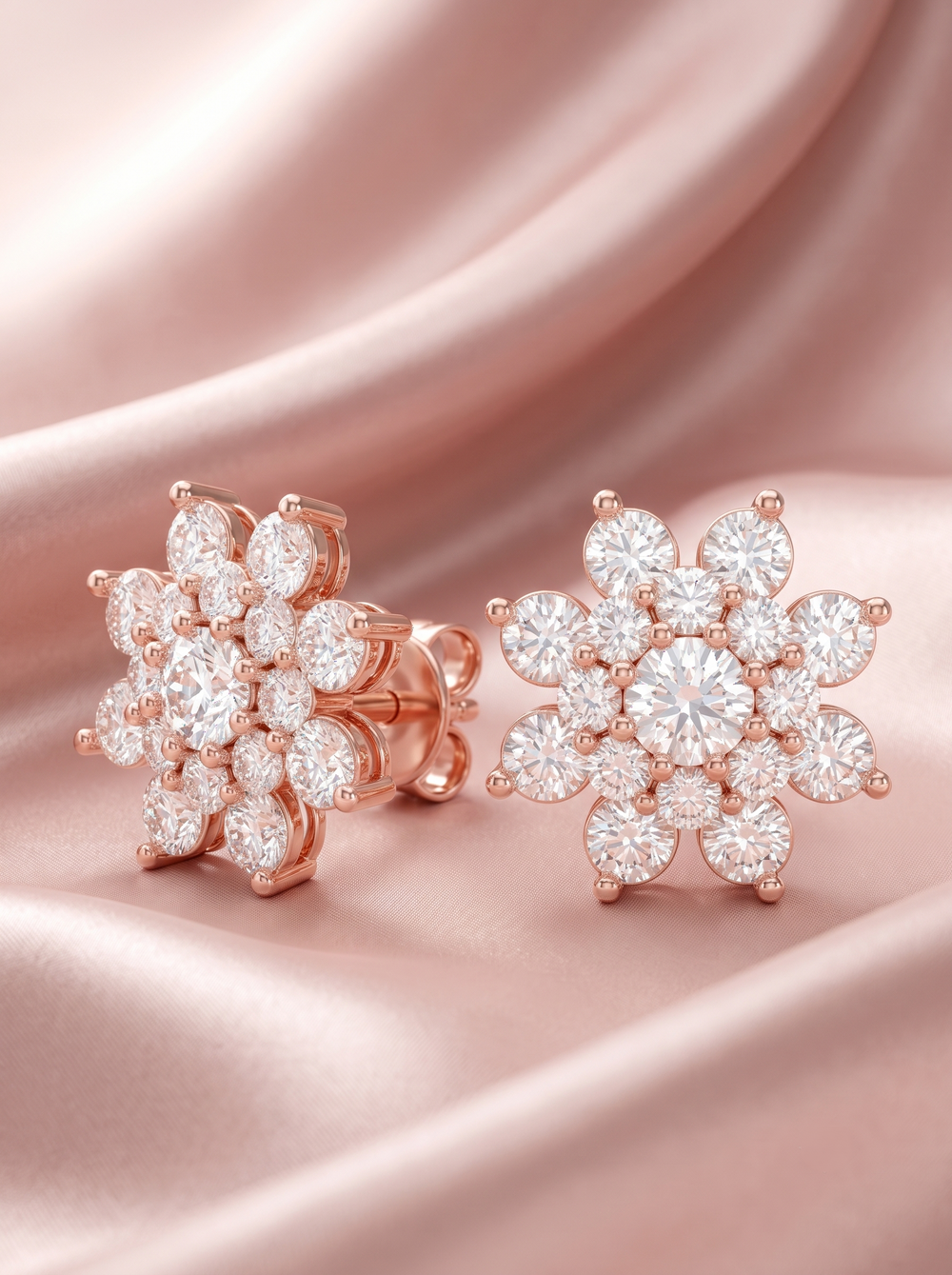 Snowflake Cluster  Silver Stud Earrings