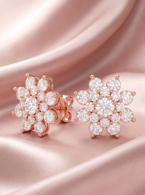 Snowflake Cluster  Silver Stud Earrings
