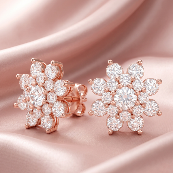 Snowflake Cluster  Silver Stud Earrings