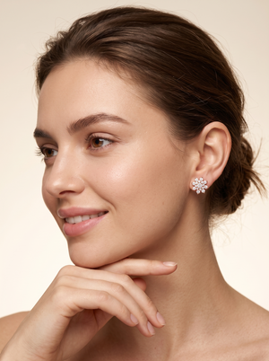 Snowflake Cluster  Silver Stud Earrings