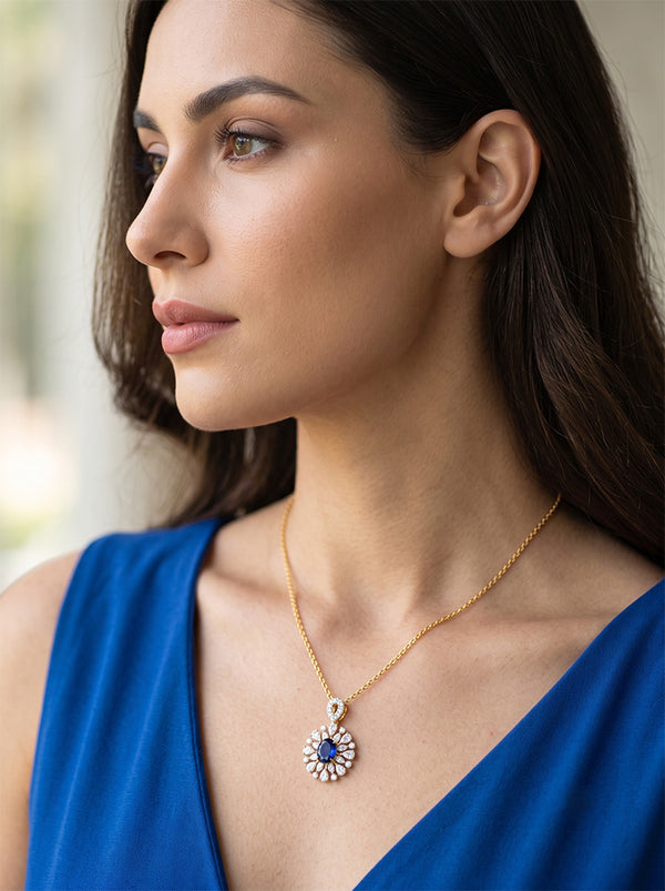 Stunning Rose-Cut Blue Gemstone Pendant