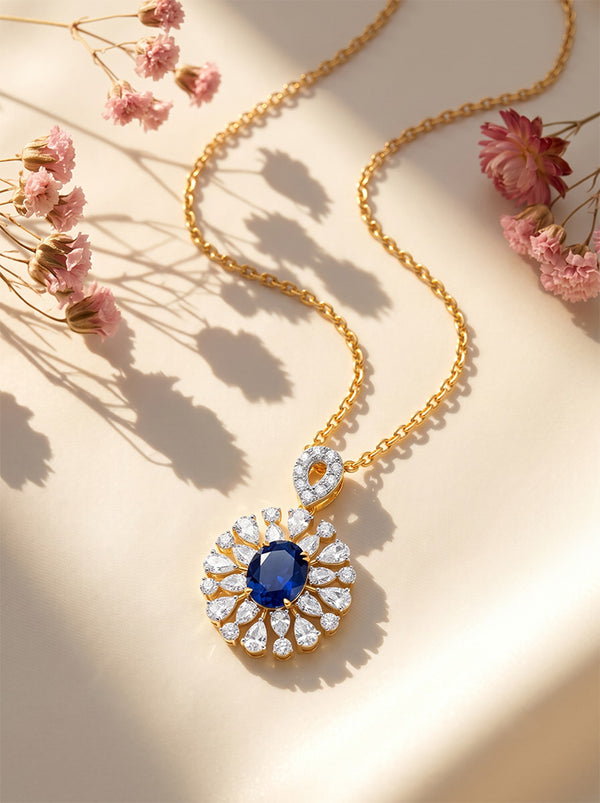 Stunning Rose-Cut Blue Gemstone Pendant