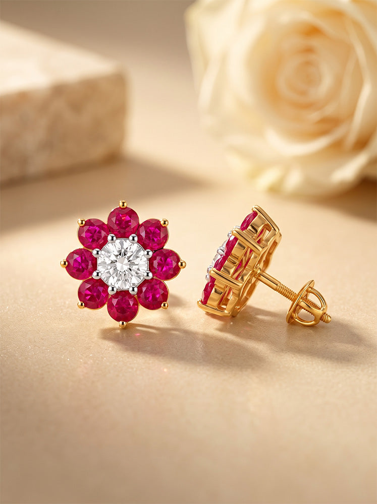 Ruby Bloom Lab-Grown Diamond Earrings
