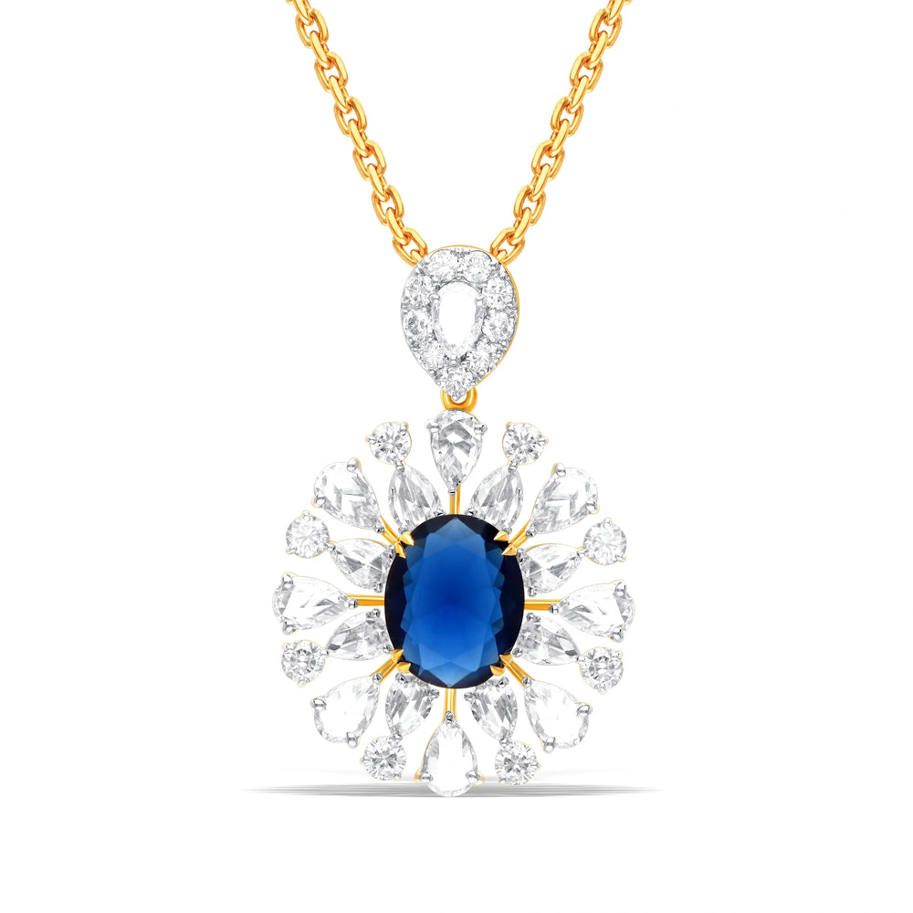 Stunning Rose-Cut Blue Gemstone Pendant