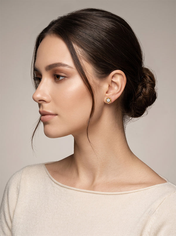 Elegant Lab-Grown Diamond Gold Stud Earrings