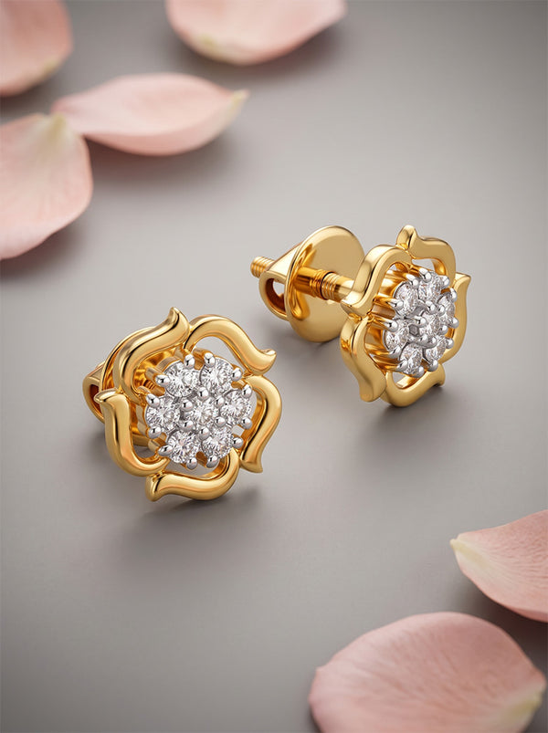 Elegant Lab-Grown Diamond Gold Stud Earrings