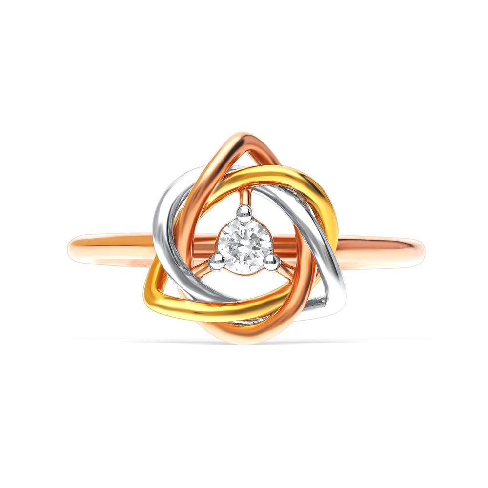 Elegant Lab-Grown Diamond Tri-Color Knot Ring
