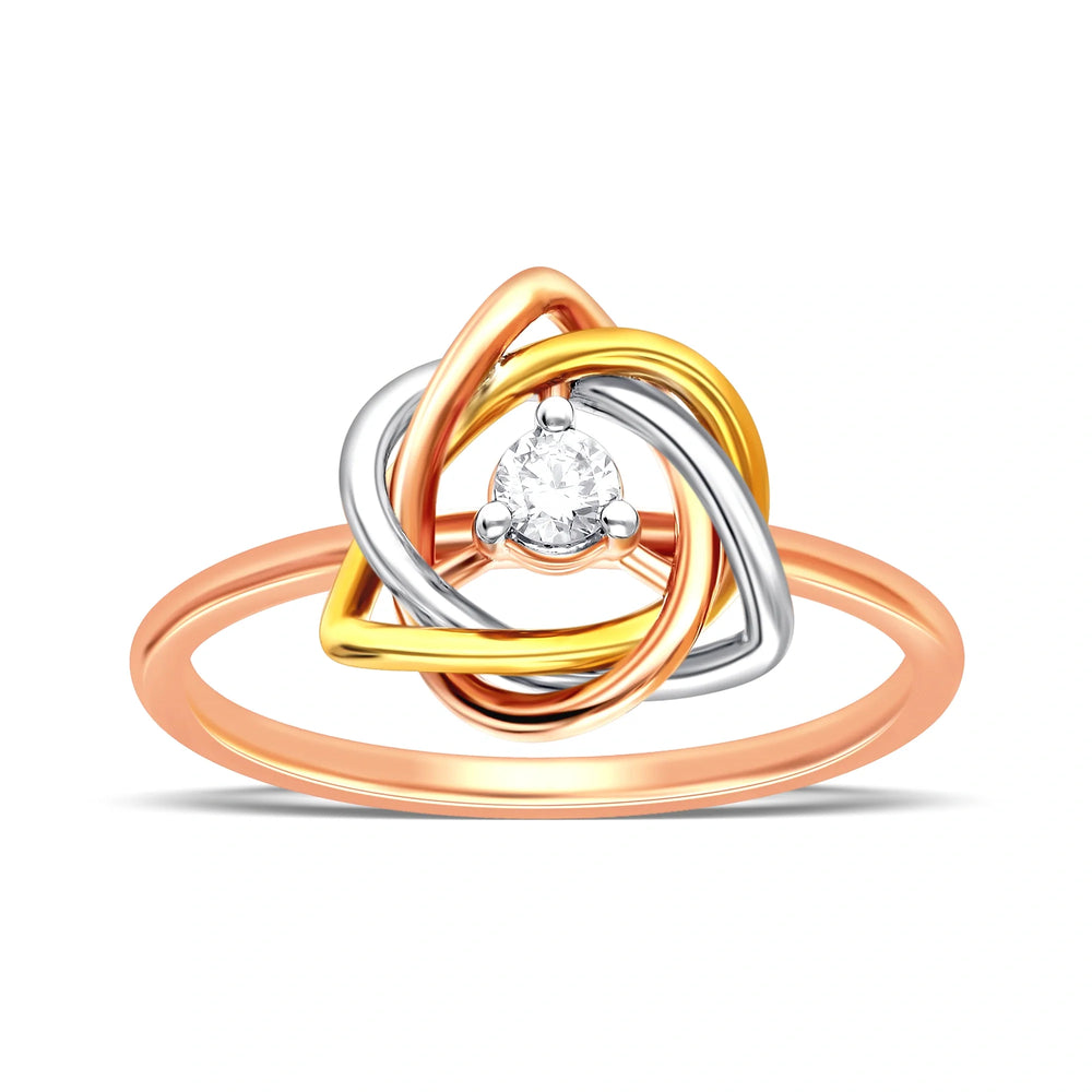 Elegant Lab-Grown Diamond Tri-Color Knot Ring