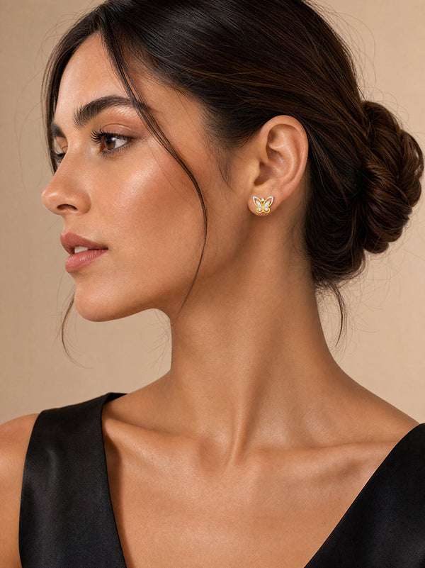 Sparkling Butterfly Lab Diamond Gold Earrings