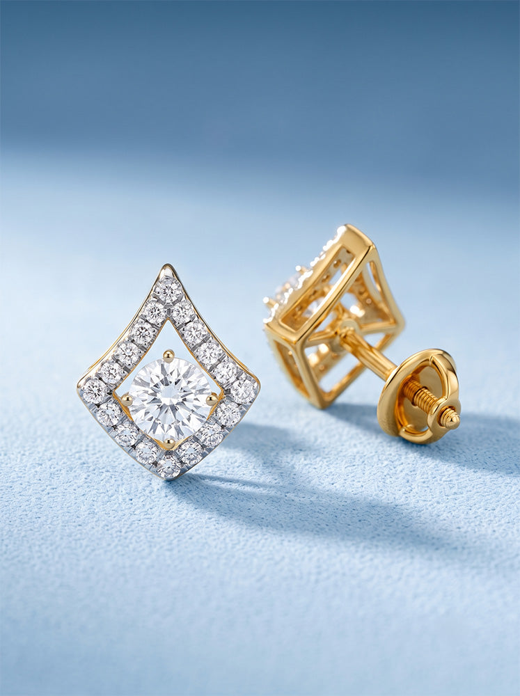 Elegant Lab-Grown Diamond Triangle Earrings
