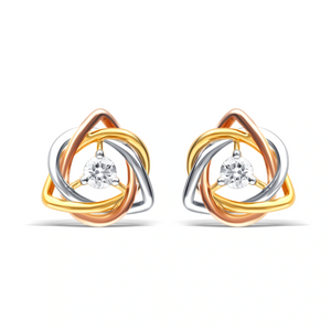Lab-Grown Diamond Tri-Color Gold Earrings