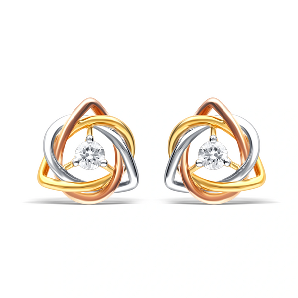 Lab-Grown Diamond Tri-Color Gold Earrings