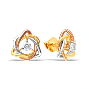 Lab-Grown Diamond Tri-Color Gold Earrings