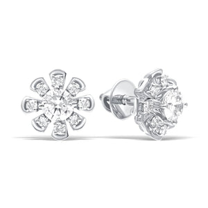 Lab-Grown Diamond Flower Gold Earrings