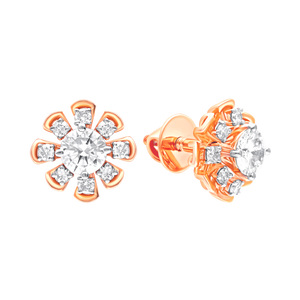 Lab-Grown Diamond Flower Gold Earrings