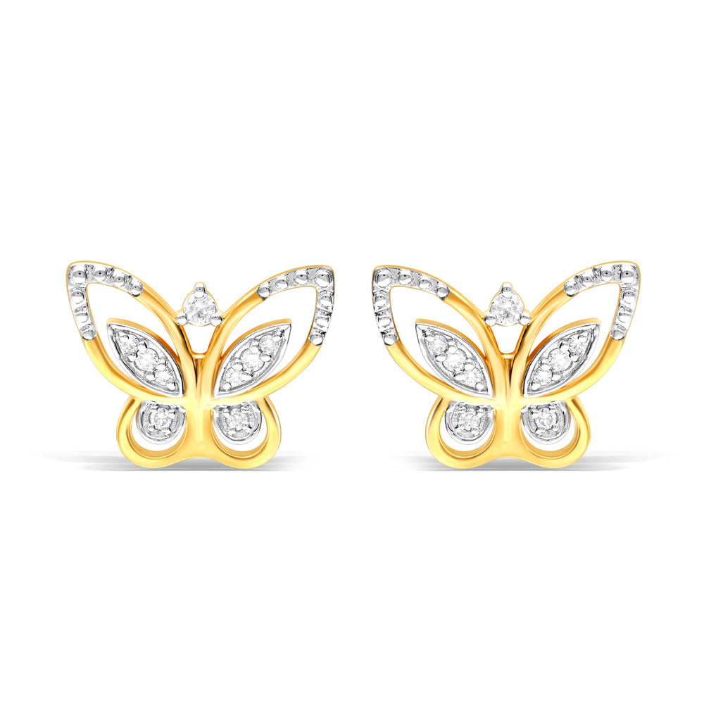 Sparkling Butterfly Lab Diamond Gold Earrings