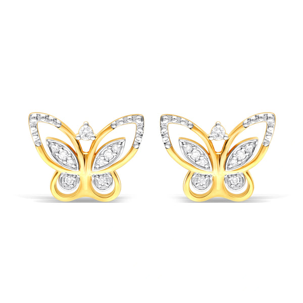 Sparkling Butterfly Lab Diamond Gold Earrings