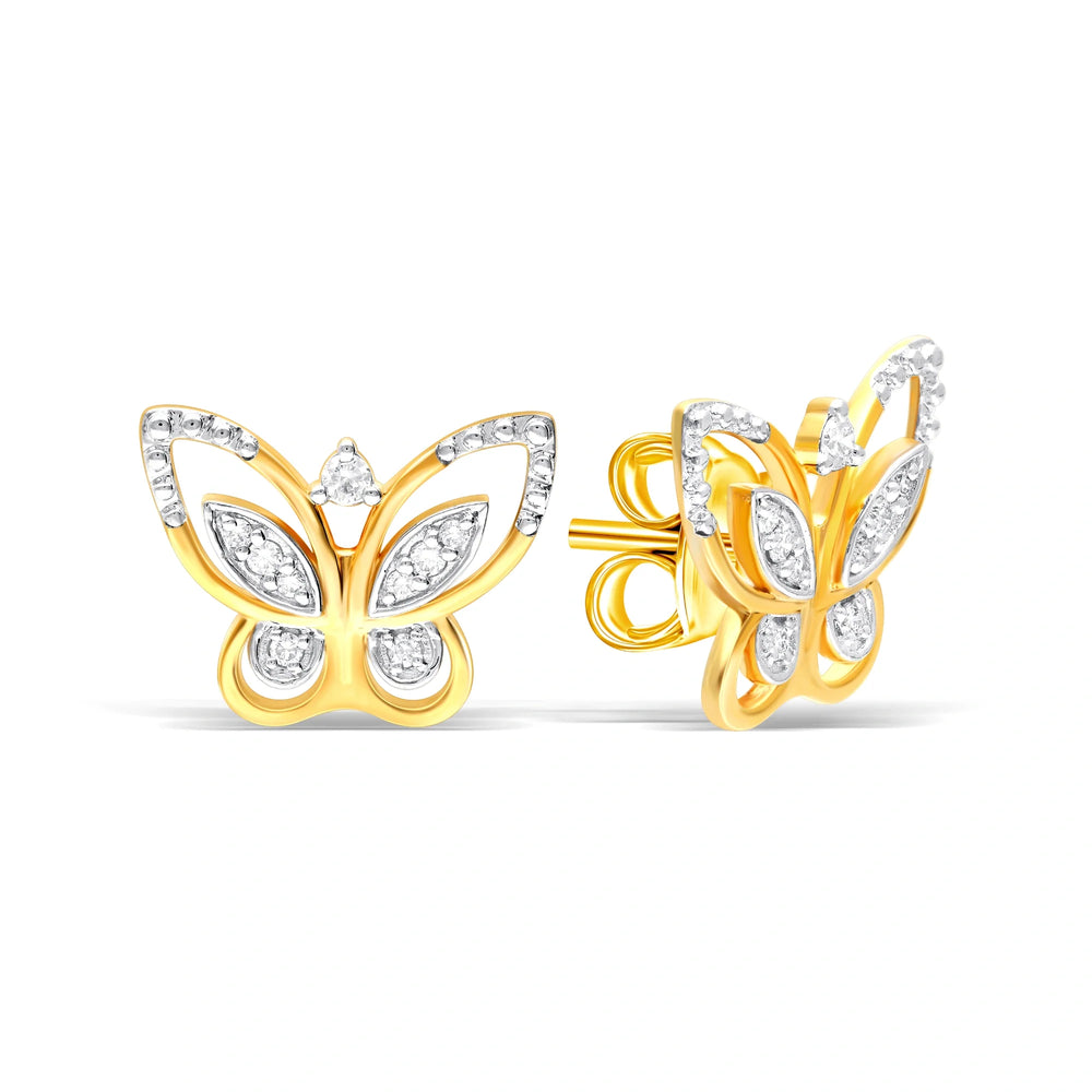 Sparkling Butterfly Lab Diamond Gold Earrings