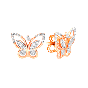 Sparkling Butterfly Lab Diamond Gold Earrings