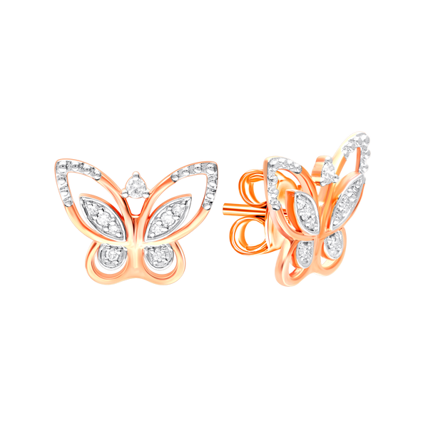 Sparkling Butterfly Lab Diamond Gold Earrings
