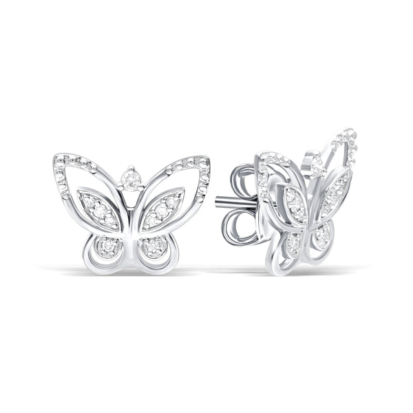 Sparkling Butterfly Lab Diamond Gold Earrings