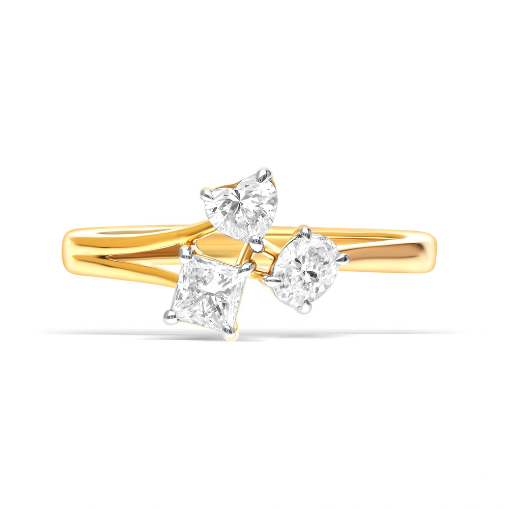 Golden Heart & Princess Lab Diamond Ring