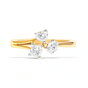 Golden Heart & Princess Lab Diamond Ring
