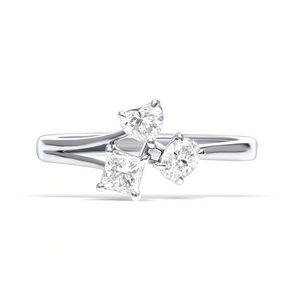 Golden Heart & Princess Lab Diamond Ring