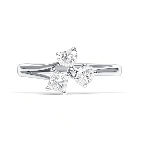 Golden Heart & Princess Lab Diamond Ring