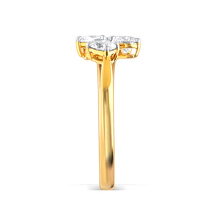 Golden Heart & Princess Lab Diamond Ring