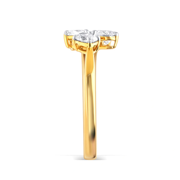 Golden Heart & Princess Lab Diamond Ring