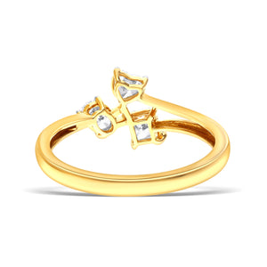 Golden Heart & Princess Lab Diamond Ring